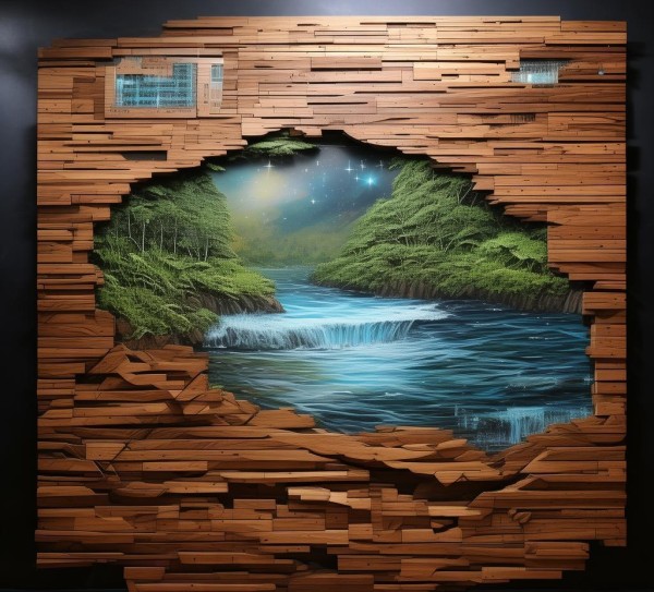 木板科技动态背景墙,自然与科技的融合艺术,打造个性化空间 木板科技动态背景墙,自然与科技的融合艺术,打造个性化空间